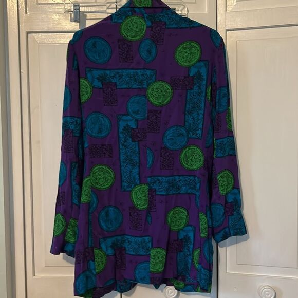 100% Silk Sunny Leigh Vintage Floral print blazer - Size S - Picture 10 of 11